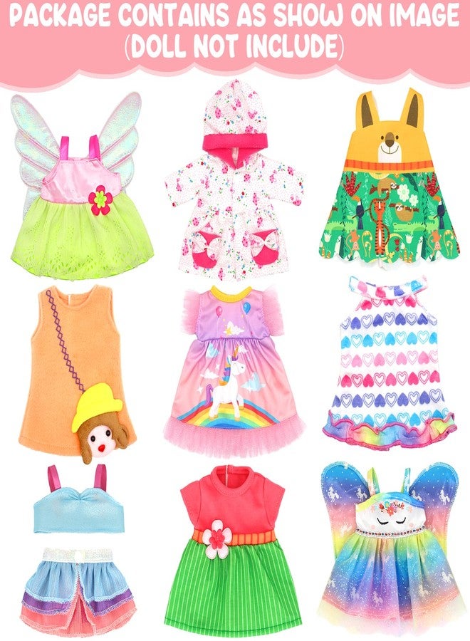 UNICORN ELEMENT 9 Pcs Alive Baby Girl Doll Clothes for 10-12 Inch Girl Dolls，12 Inch Alive Baby Doll Clothes Accessories Dress Outfits，Best Gift for Kids（No Dolls） - Image 2